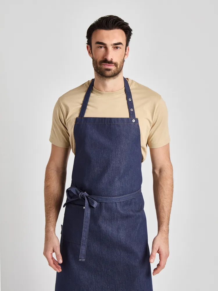 Nucciano Jeans 90 x 75 - Latzschürze mit Taschen - denim